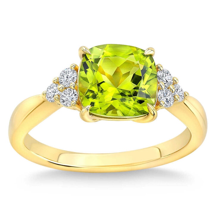 Peridot and Diamond 14ct Yellow Gold Ring