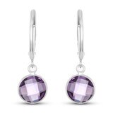 Round Cut Amethyst Earrings, 14ct White Gold