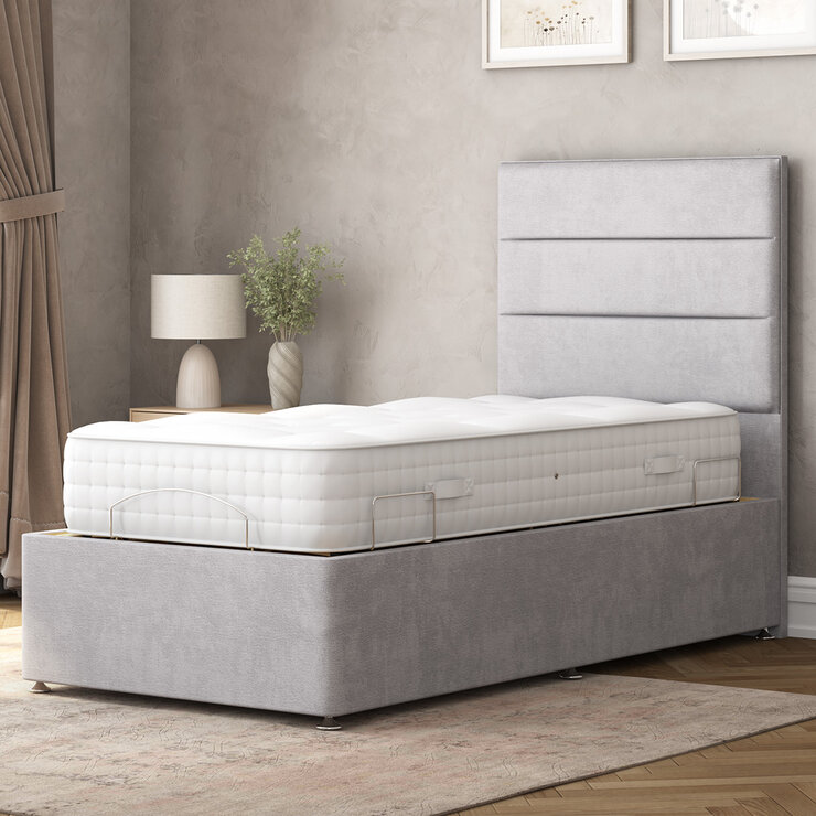 Highgrove Radnor Grey Fabric Electric Adjustable Bed Frame with 1000 Spring Count Long Single Mattress in 2 Firmness Ratings Highgrove Radnor Grey Fabric Electric Adjustable Bed Frame with 1000 Spring Count Long Single Mattress in 2 Firmness Ratings