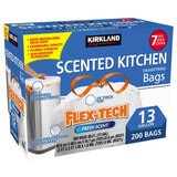 Kirkland Signature 13 Gallon Flex-Tech Scented Bin Bags, Pack of 200