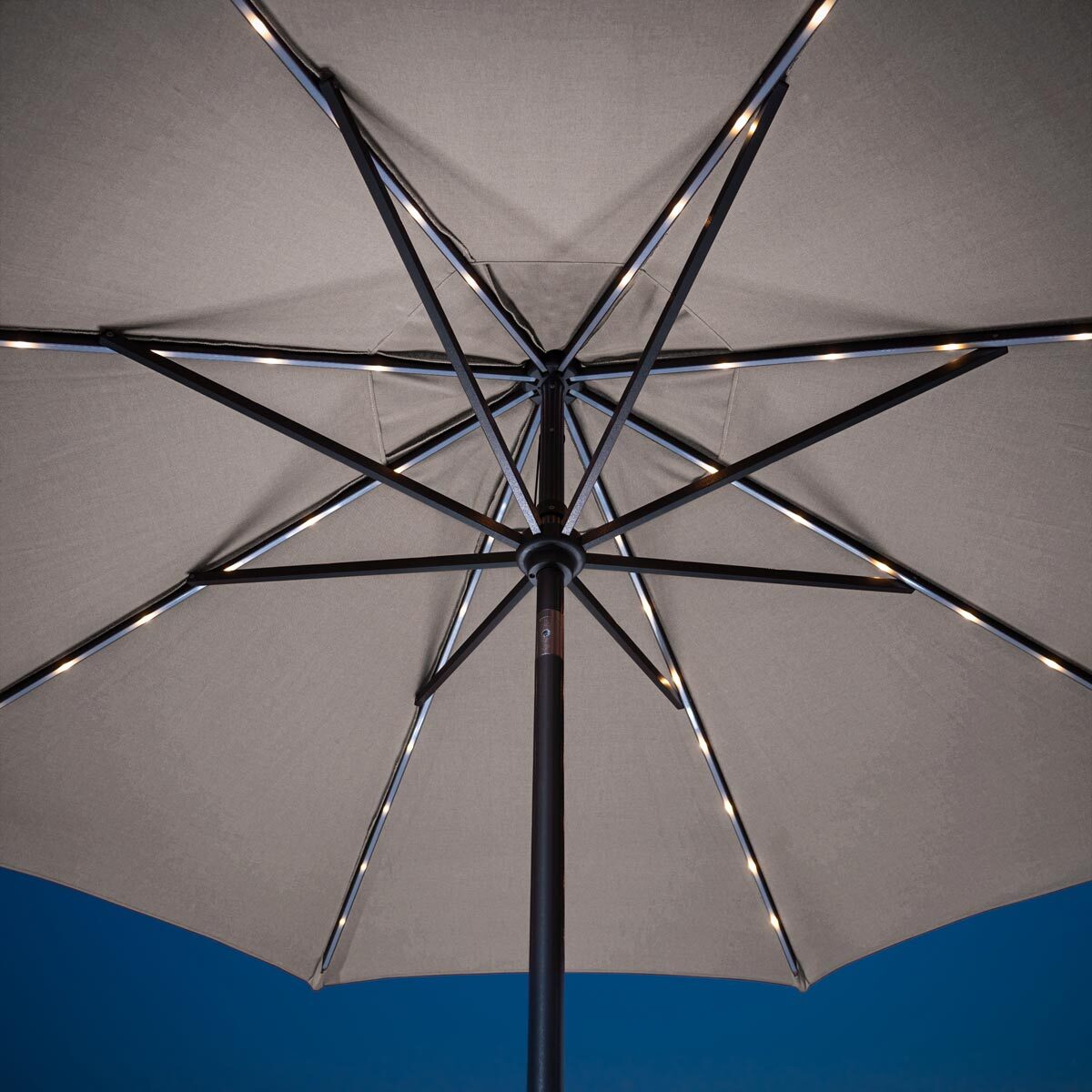 SunVilla 10ft Aluminium AutoTilt 56 LED Umbrella in Pebble Costco UK