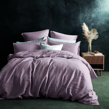 Lazy Linen 100% Washed Linen Pink Duvet Cover & Pillowcase Set in 4 Sizes 