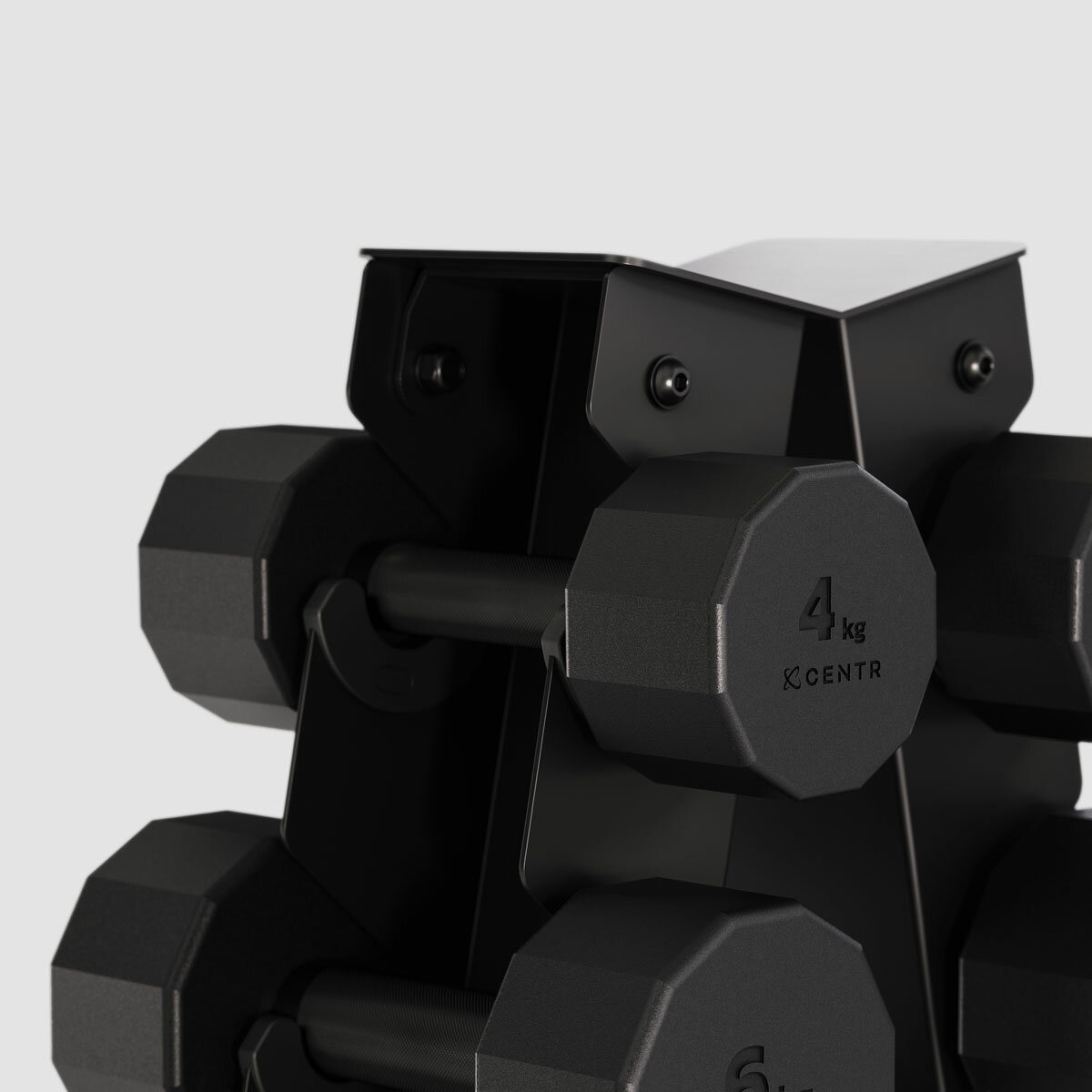 Centr 108kg Rubber Dumbbell Set with Rack