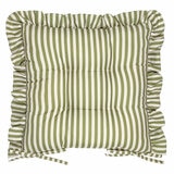 Wylder Millie Ruffle Green Striped Indoor Outdoor Seat Pad 2 Pack, 40 x 40 cm