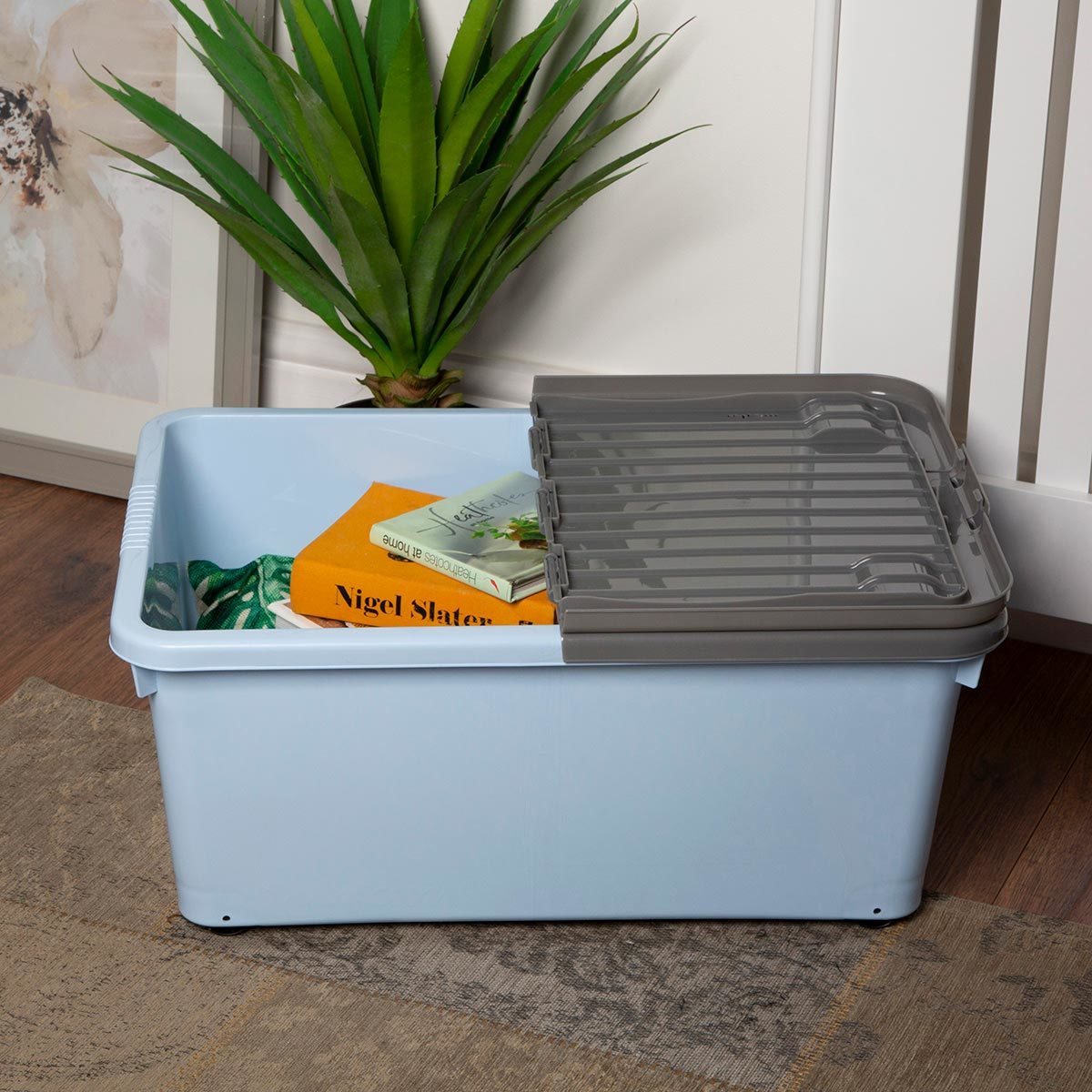 Wham 45L Wheeled Plastic Storage Box, in Cool Blue 5 Pack Costco UK