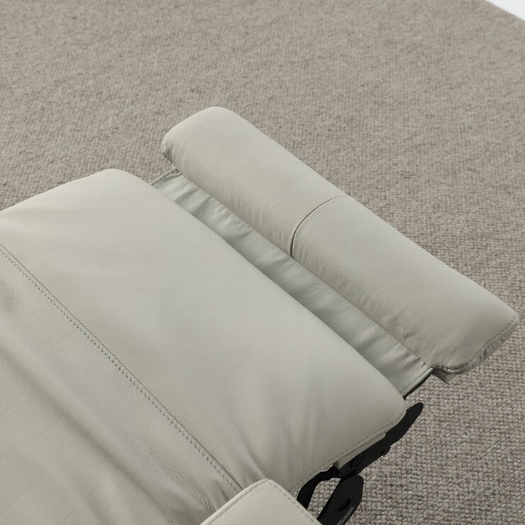 Simon Li Wren Light Grey Leather Power Reclining 3 Seater Sofa with Power Headrest Simon Li Wren Light Grey Leather Power Reclining 3 Seater Sofa with Power Headrest