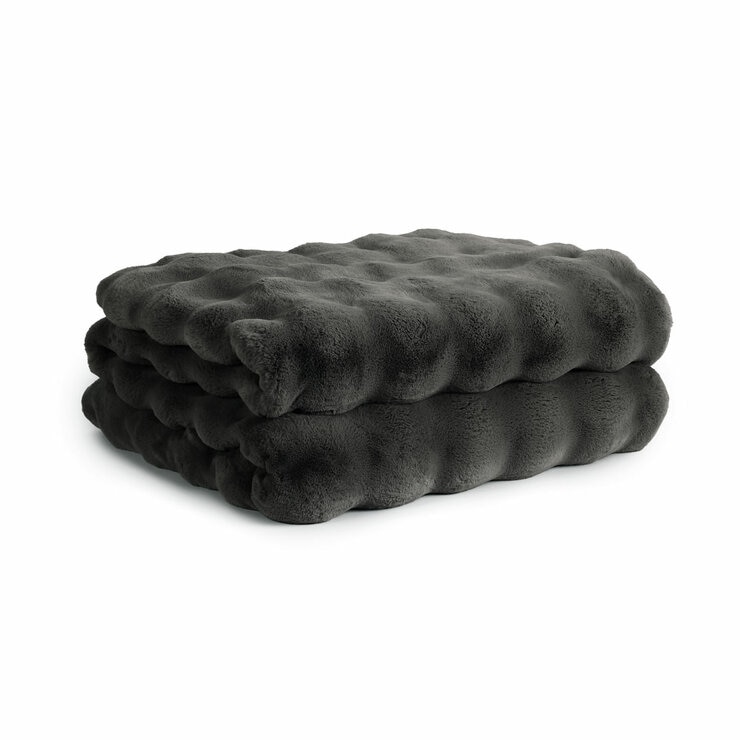 House & Home Faux Fur Grey Bubble Throw, 152 x 177 cm