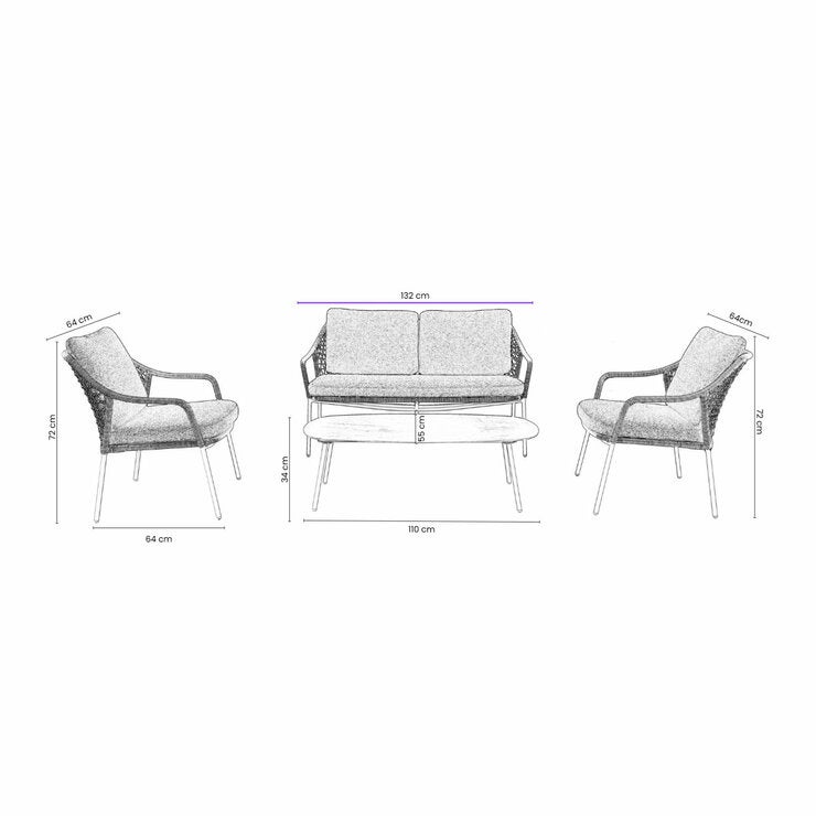 Norfolk Leisure Aston 4 Piece Patio Set