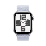 Apple Watch SE GPS, 44mm Silver Aluminium Case with Storm Blue Sport Band Loop, MXET3QA/A