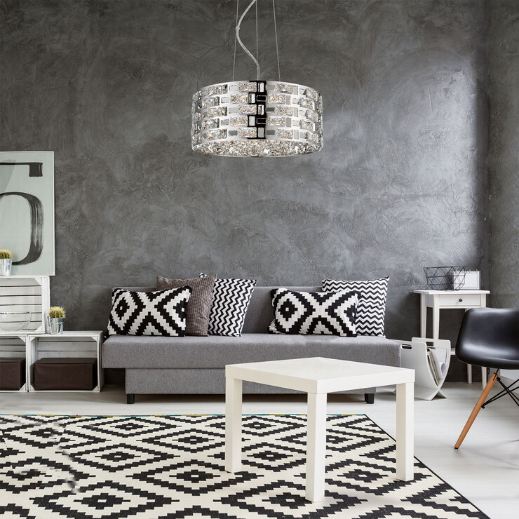 Lifestyle Miami 5 Light Pendant Chrome Crystal