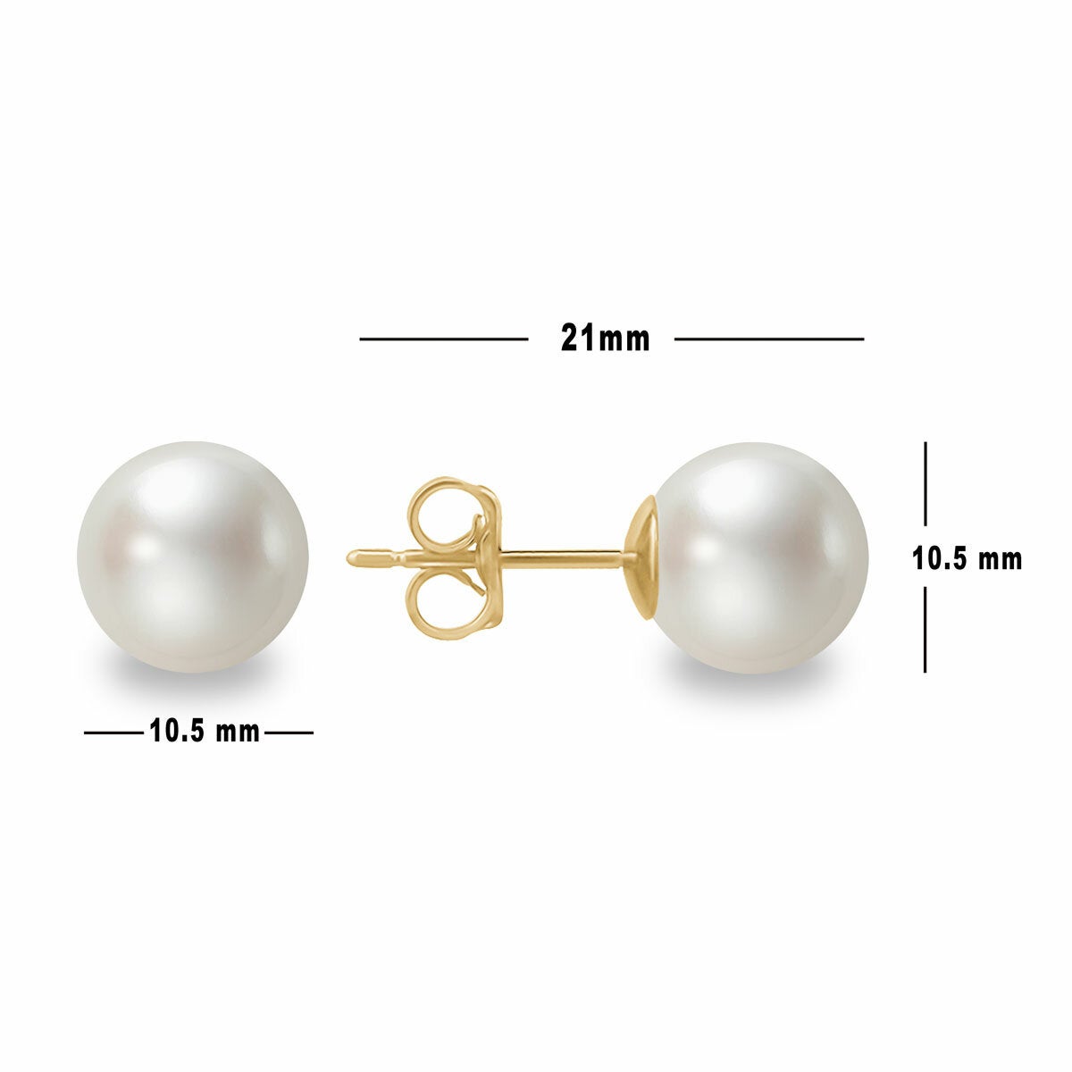 10.5-11mm Cultured Freshwater White Pearl Earrings, 14ct Yellow Gold 10.5-11mm Cultured Freshwater White Pearl Earrings, 14ct Yellow Gold