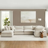 Aiden & Ivy Sereen Beige Fabric 6 Piece Modular Sofa - Lifestyle