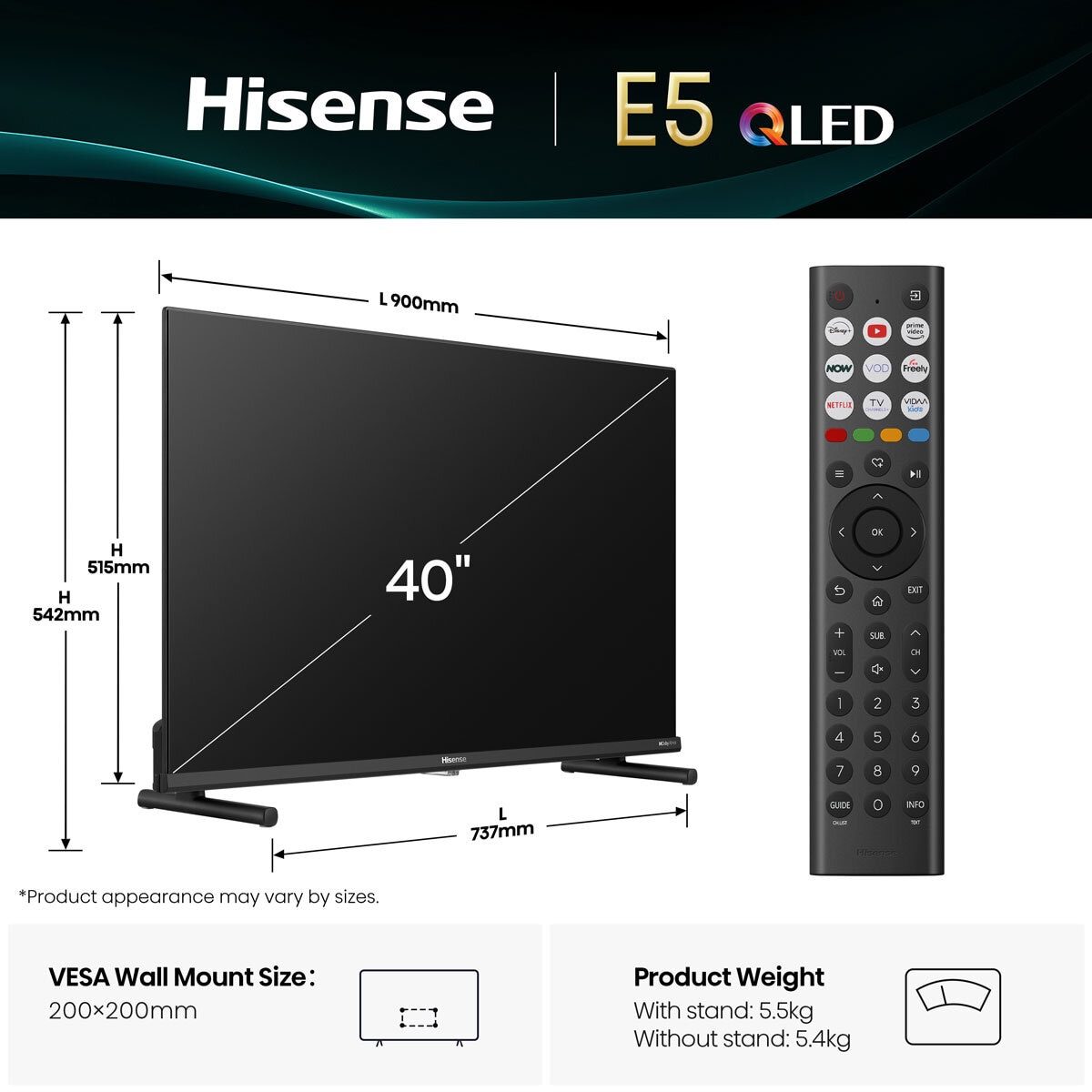 Buy Hisense 40E5QTUK 40 Inch QLED HD Smart TV at Costco.co.uk