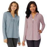 32 Degrees Women's 2 Pack Full Zip Hoody in Lead/Pale Thistle, Extra Large