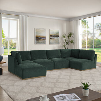 Henredon Murphy Green 6 Piece Modular Fabric Sofa
