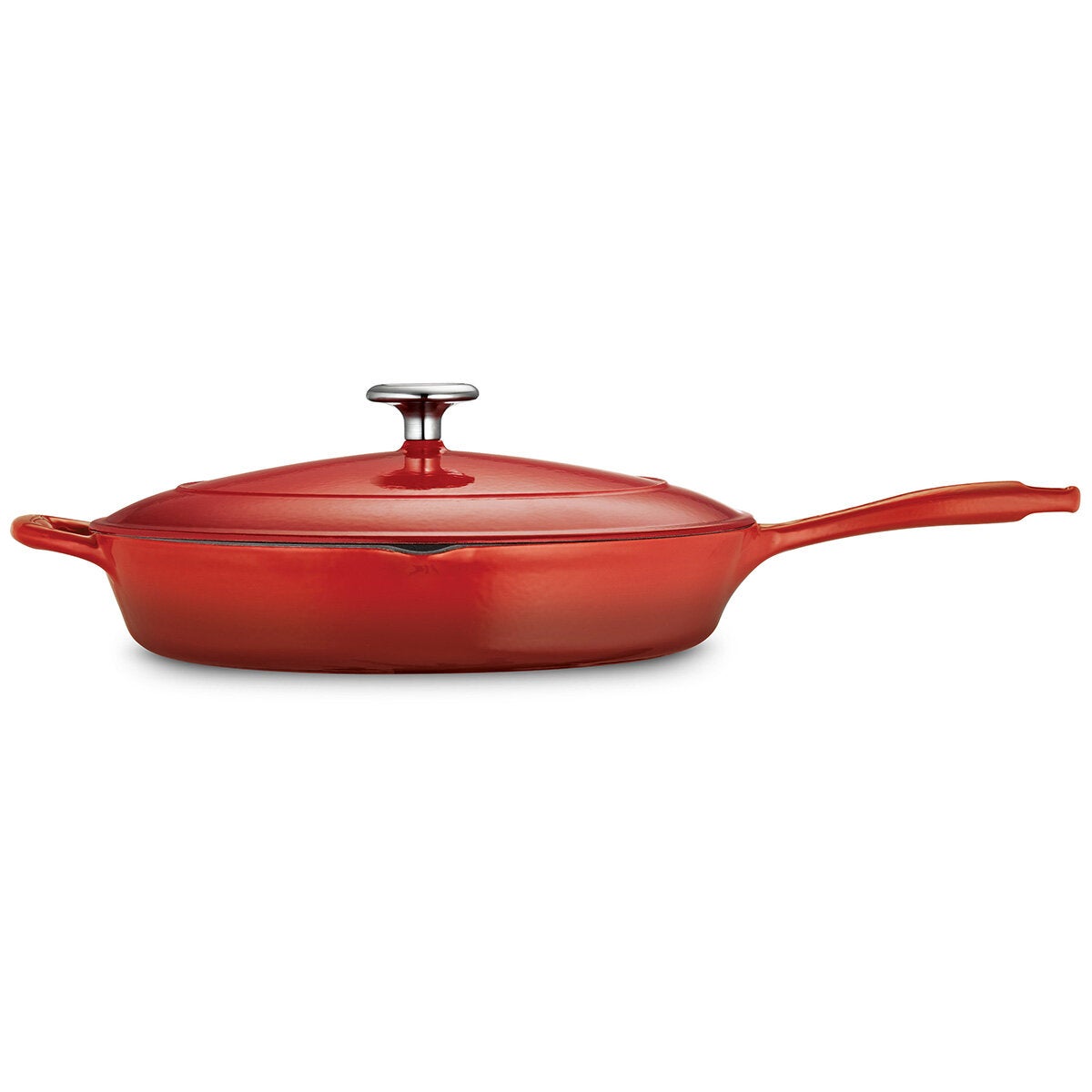 Tramontina Enamel Cast Iron Saute Pan with Lid, 30cm / 3.25L in Red