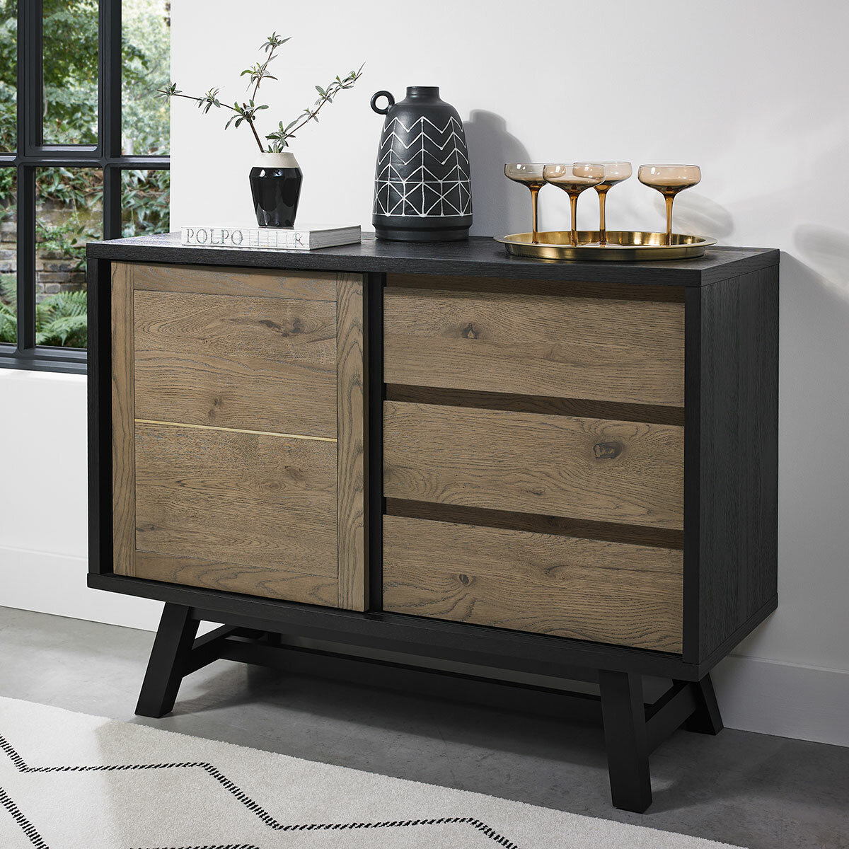 Bentley Designs Camden Weathered Oak & Peppercorn Narrow Sideboard