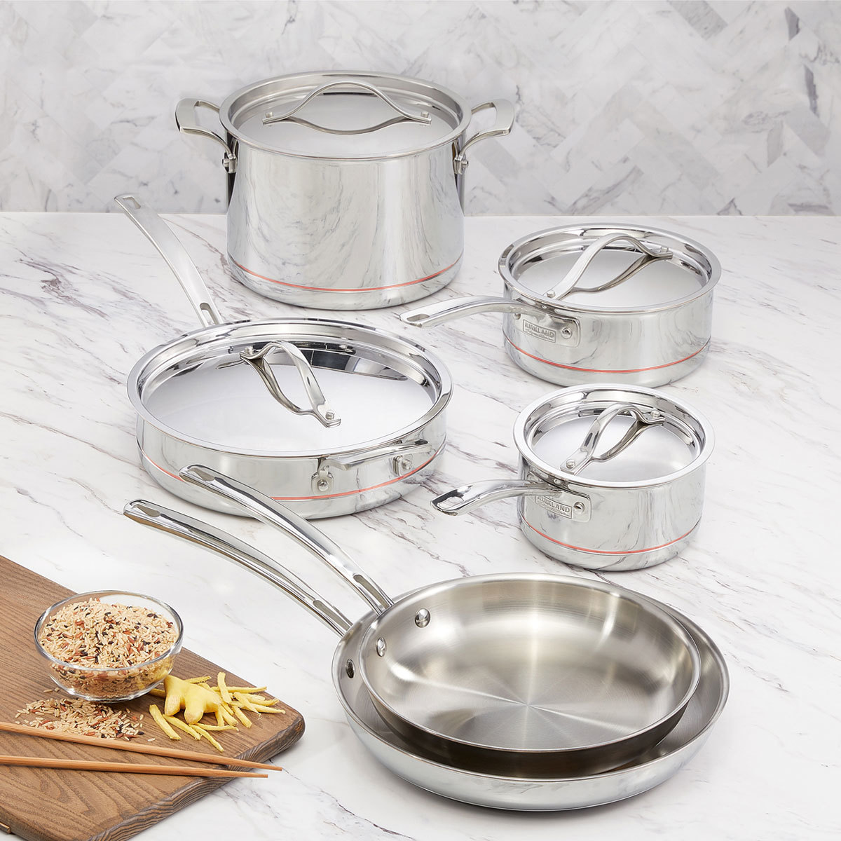 Kirkland Signature Stainless Steel 10 Piece Cookware Set Costco UK