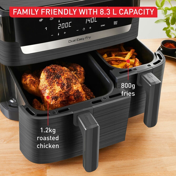 Tefal Easy Fry Dual Air Fryer with 8.3L capacity