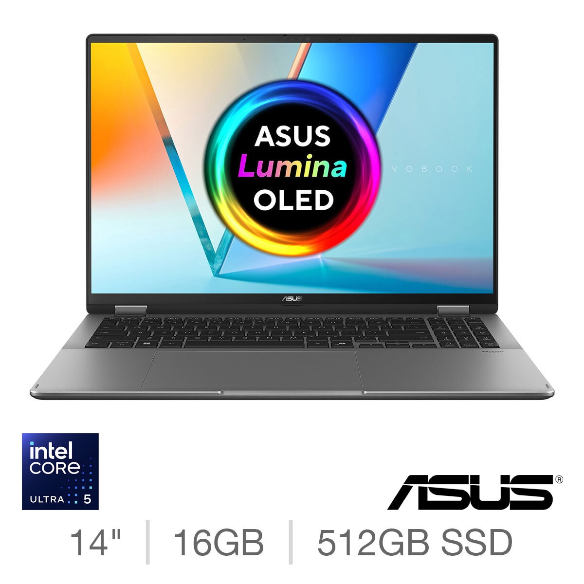 Buy ASUS Vivobook Flip, Intel Core Ultra 5, 16GB RAM, 512GB SSD, 16 Inch OLED Convertible 2 in 1 Laptop at costco.co.uk