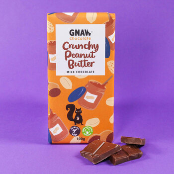 Gnaw Crunchy Peanut Butter & Almond, Toffee + Sea Salt Chocolate Bars, 12 x 100g