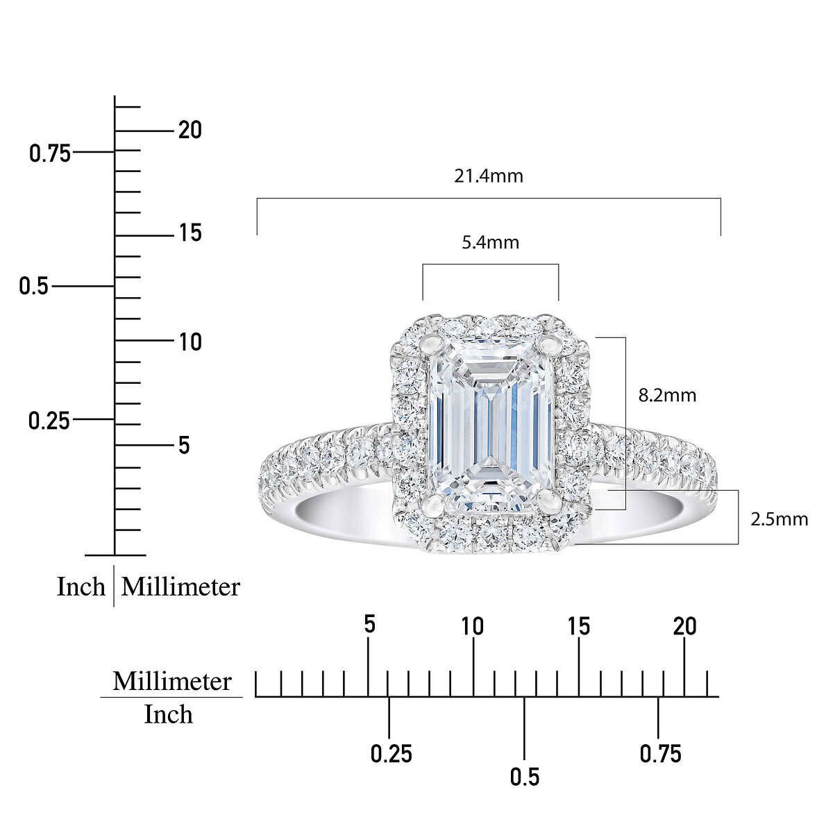 2.65ctw Emerald Cut Diamond Halo Ring, Platinum
