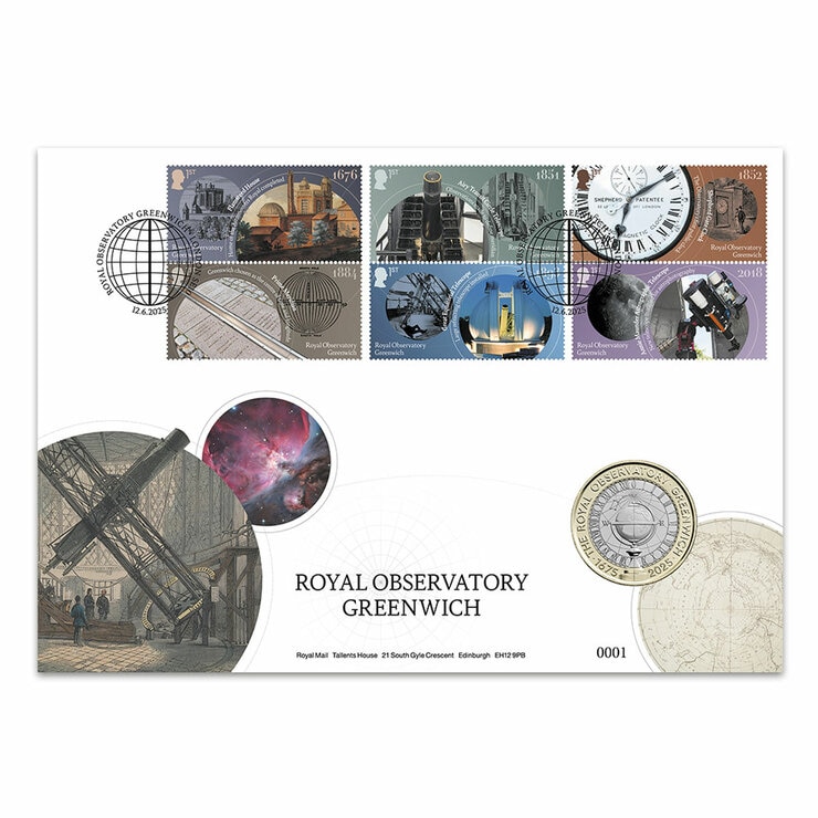 Royal Observatory £2 BU Coin & Stamps Cover from Royal Mail® & The Royal Mint