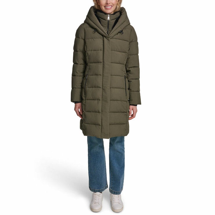DKNY Women's Puffer Coat with Plush Hood DKNY Women's Puffer Coat with Plush Hood