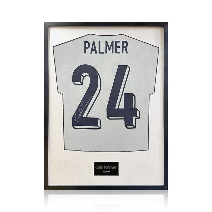Cole Palmer Signed Framed England Football Shirt in 2 Options: White or Black Mount Cole Palmer Signed Framed England Football Shirt in 2 Options: White or Black Mount