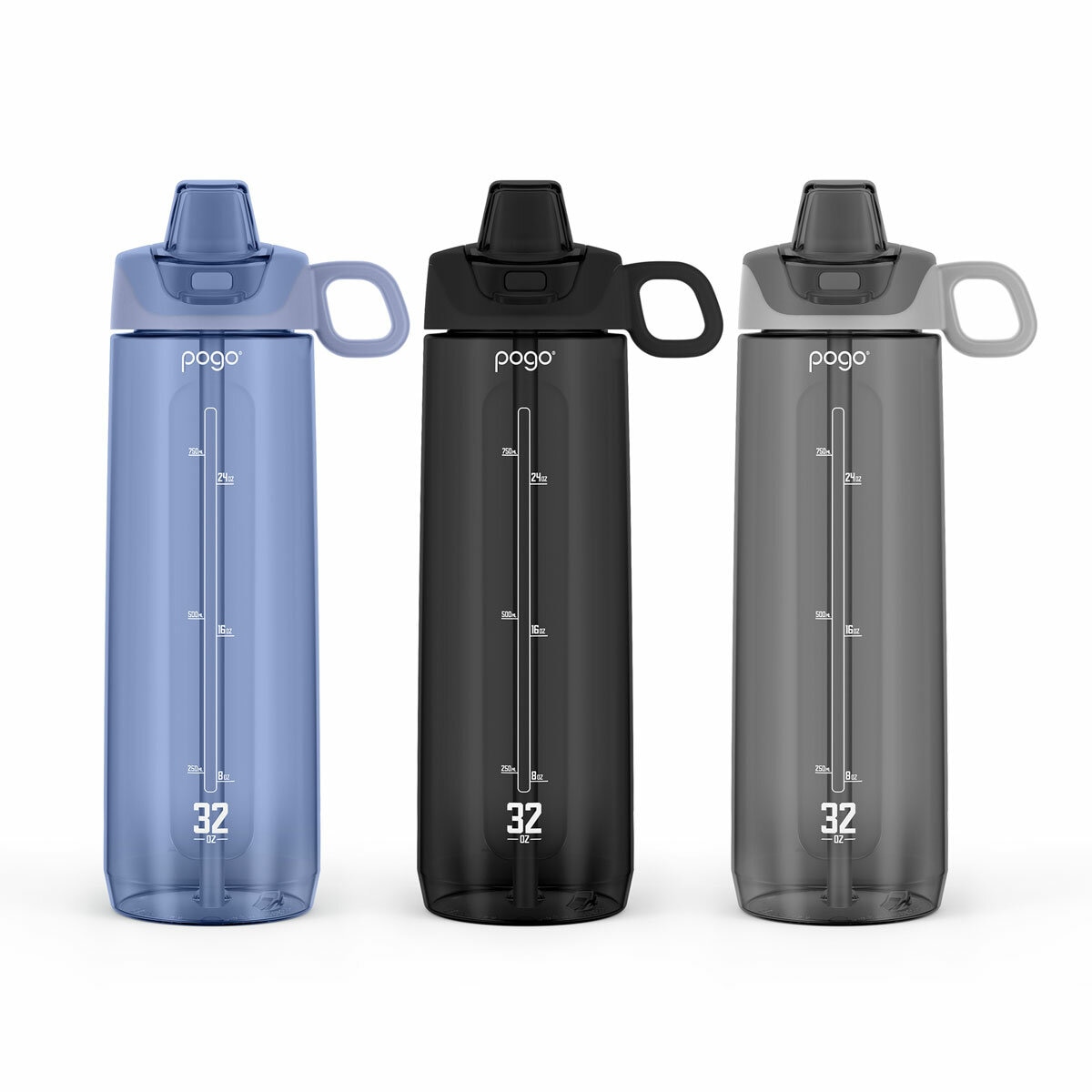 Pogo Tritan Water Bottles 909ml, 3 Pack in 2 Colour Sets