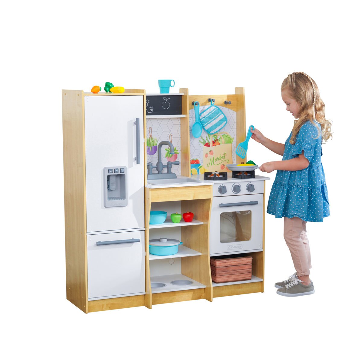 KidKraft Fresh Harvest Play Kitchen + 22 Piece Food And Accessory Set