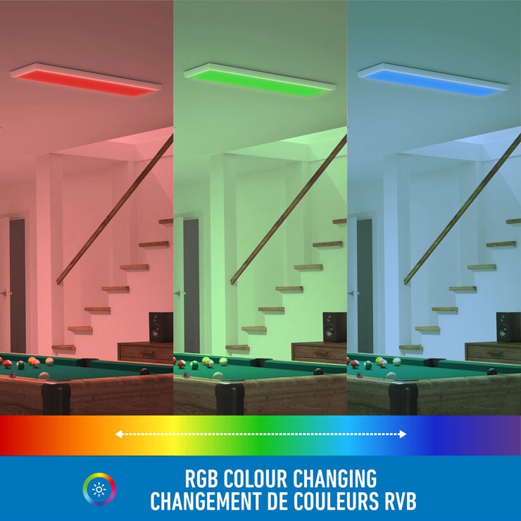 Graphic demonstrating the RGB Colour changing capability