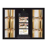 Tom Smith 14 Inch (36 cm) Deluxe Christmas Crackers 8 Pack With Silver Plated Party Favours in Cream and Gold