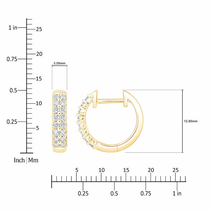 0.30ctw Round Brilliant Cut Diamond Double Row Hoop Earrings, 14ct Yellow Gold 0.30ctw Round Brilliant Cut Diamond Double Row Hoop Earrings, 14ct Yellow Gold
