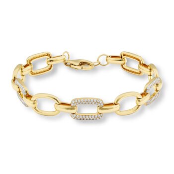 1.06ctw Round Brilliant Cut Diamond Paperclip Bracelet, 14ct Yellow Gold