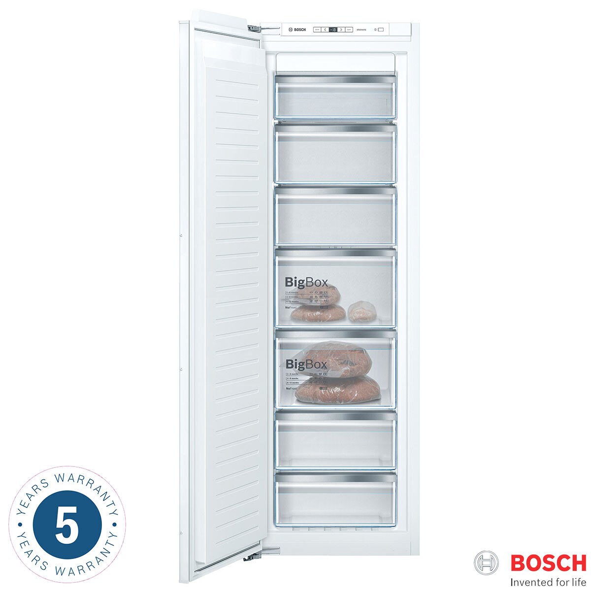 Bosch Gin81aef0g Integrated Freezer F Rated In White Costco Uk