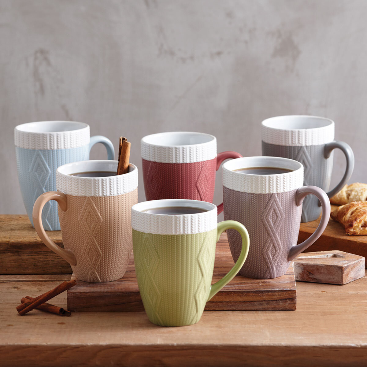 Sweater Style 6 Piece Jumbo Mugs 