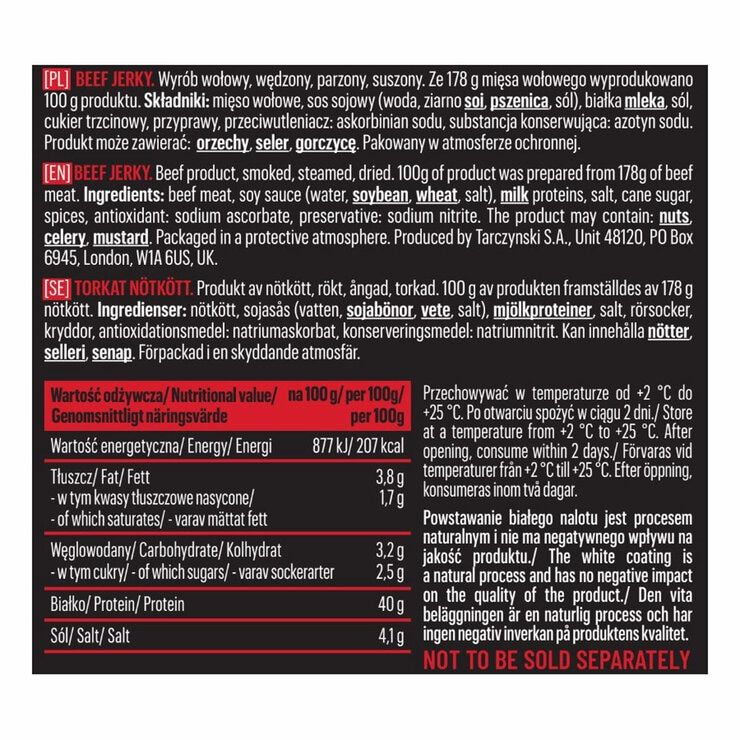 Tarczynski Protein Beef Jerky, 8 x 40g
