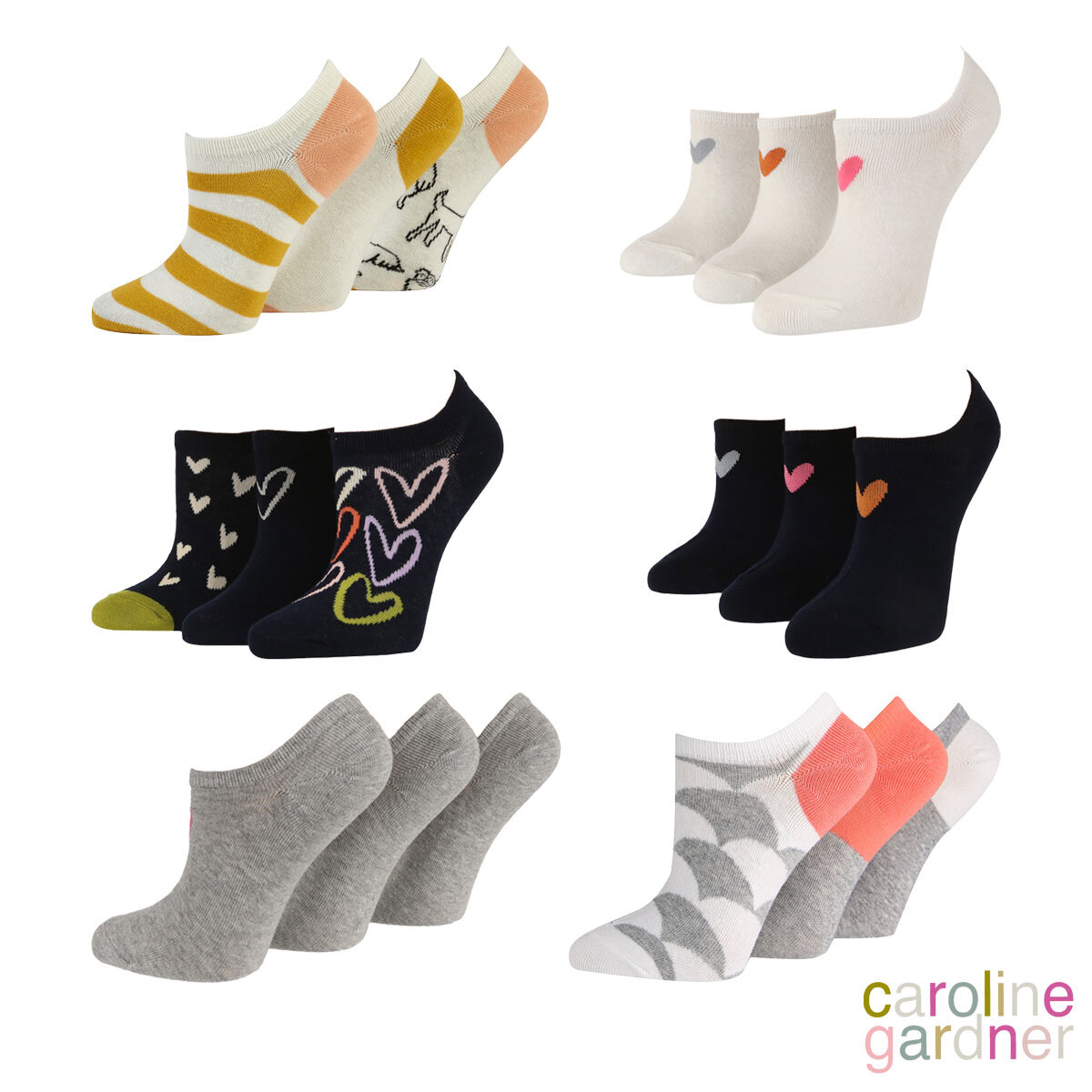 Caroline Gardener Ladies Trainer Sock, 6 Pack