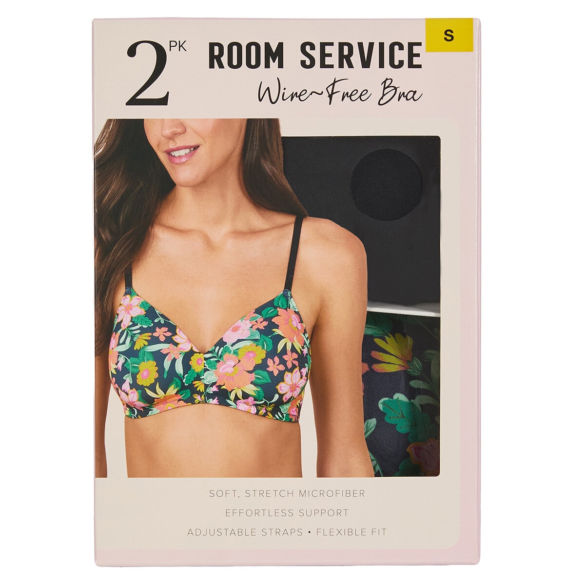 Room Service Ladies Wire Free Bra 2 Pack in Black