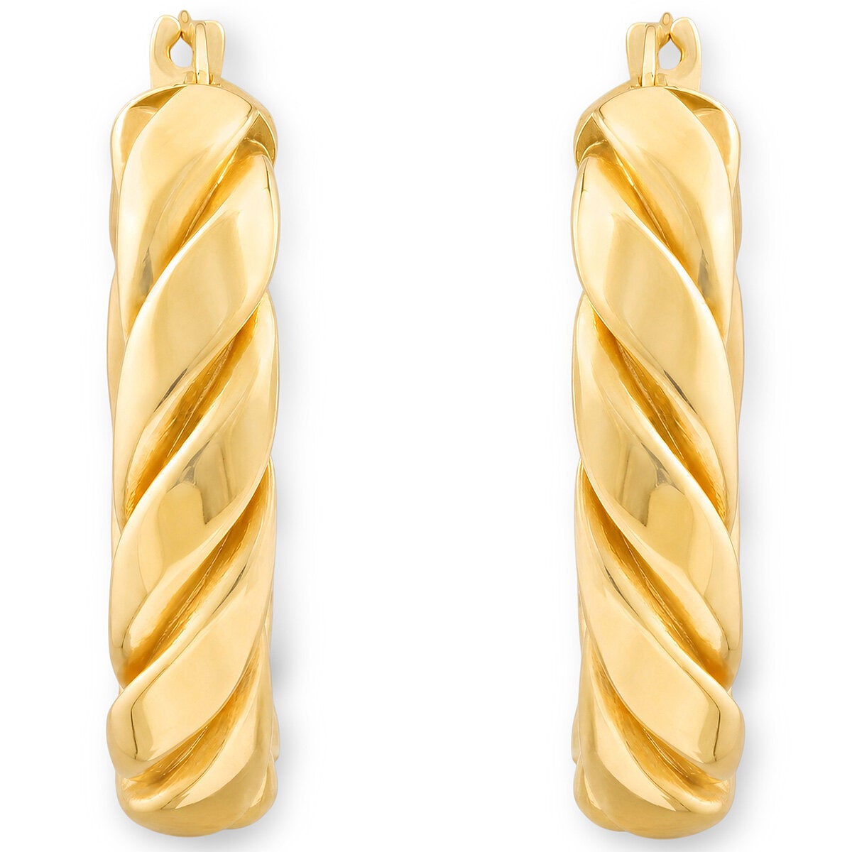 14ct Yellow Gold Twist Oval Hoop Earrings 14ct Yellow Gold Twist Oval Hoop Earrings