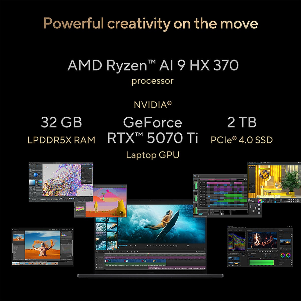 ASUS PRO ART, AMD Ryzen AI 9, 32GB RAM, 2TB SSD, NVIDIA 5070TI,16 Inch Laptop, H7606WR-SE004W