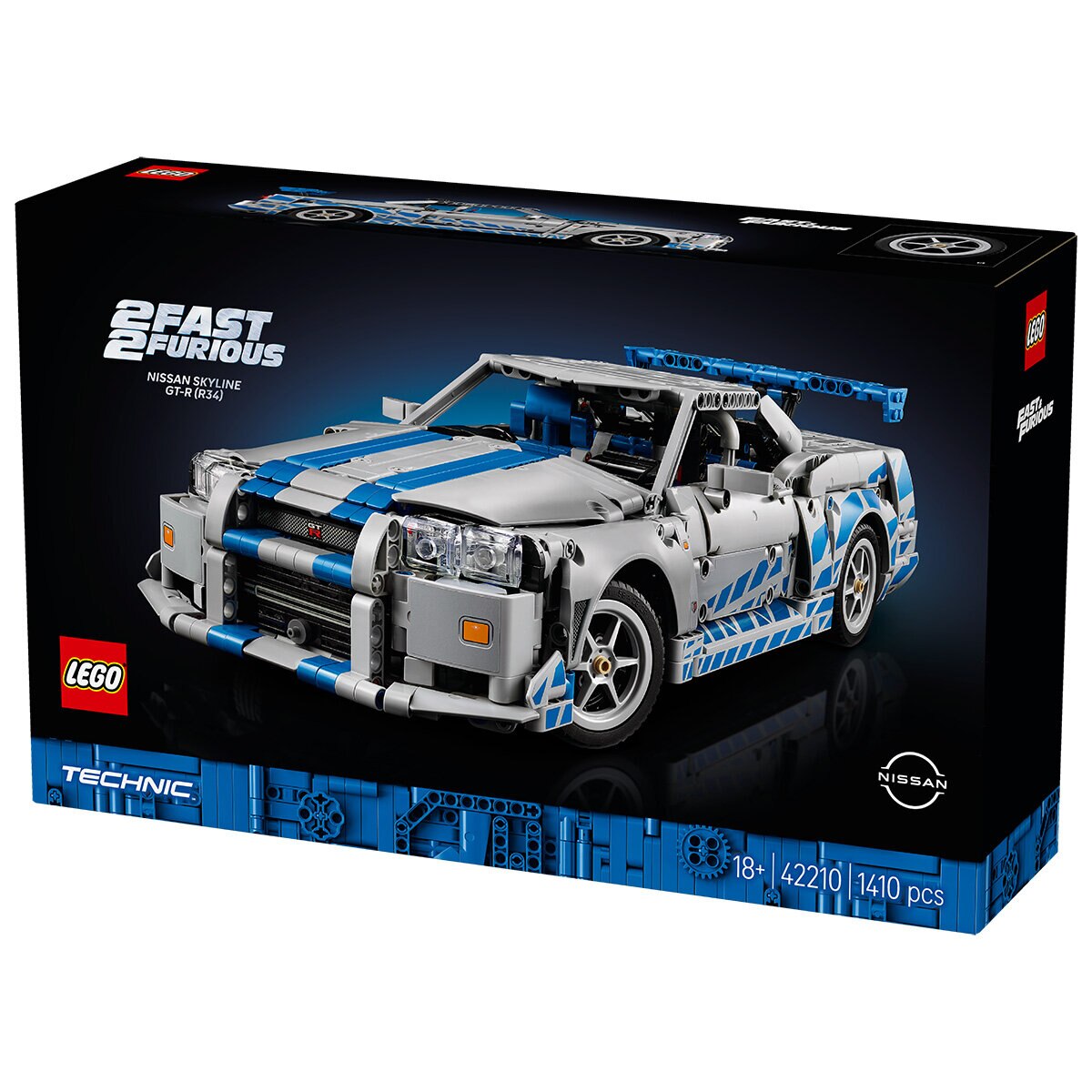 LEGO Technic 2 Fast 2 Furious Nissan Skyline GT-R (R34) Car - Model 42210 (18+ Years)