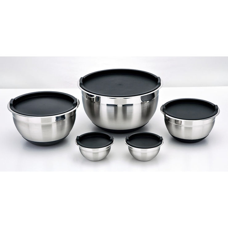 Kirkland Signature Stainless Steel Mixing Bowls, 5 Piece Set with Lids