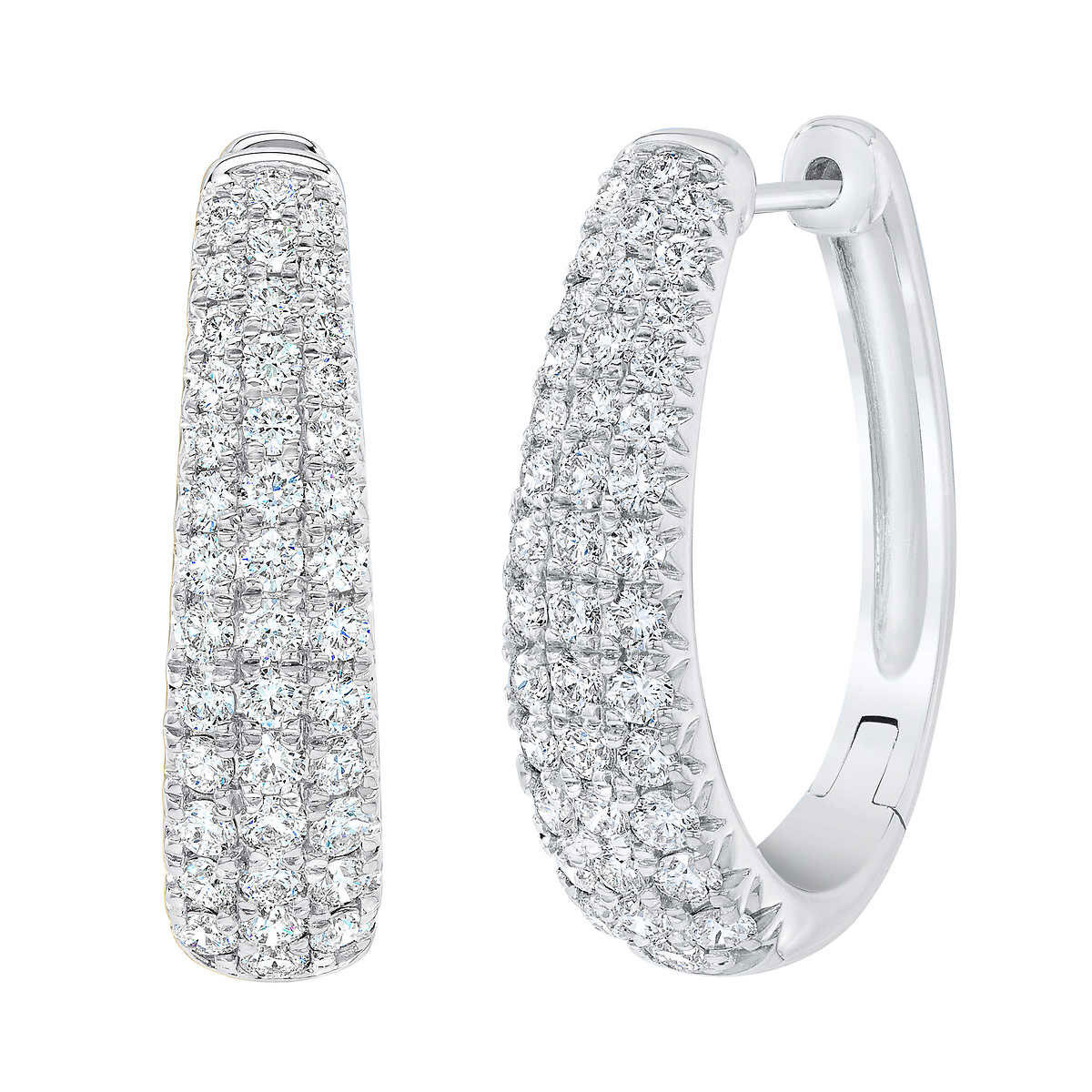 1.75ctw Diamond Hoop Earrings, 14K White Gold