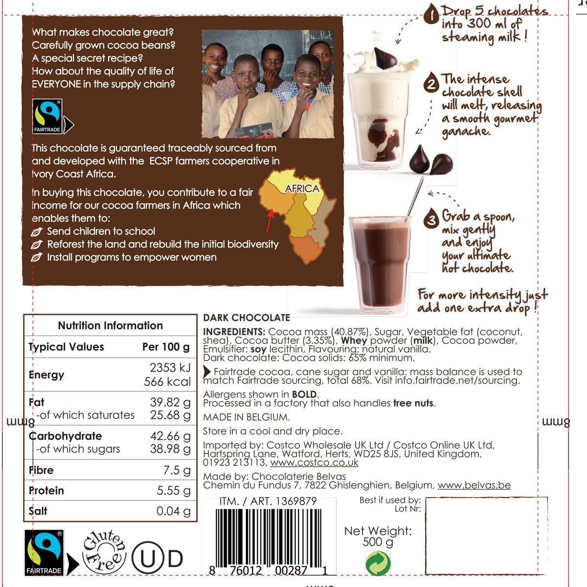 Deavas Hot Chocolate Drops, 500g Costco UK