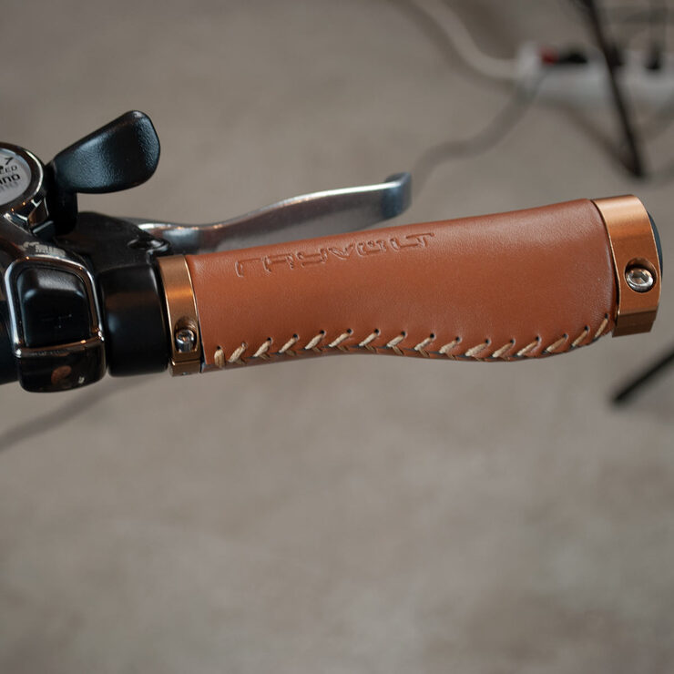 Close up image of Leather Handle for Rayvolt Clubman E Bike Close up image of Leather Handle for Rayvolt Clubman E Bike