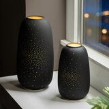 Evergreen LED Porcelain Lantern, 2 Piece Set in Black Evergreen LED Porcelain Lantern, 2 Piece Set in Black