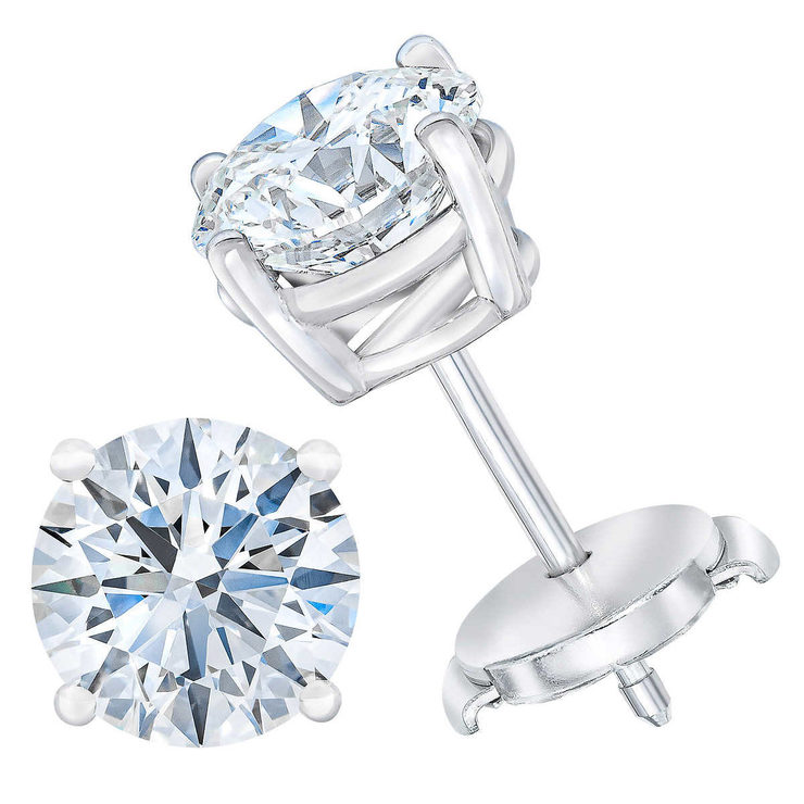 3.58ctw Round Brilliant Cut Diamond Stud Earrings, Platinum Costco UK