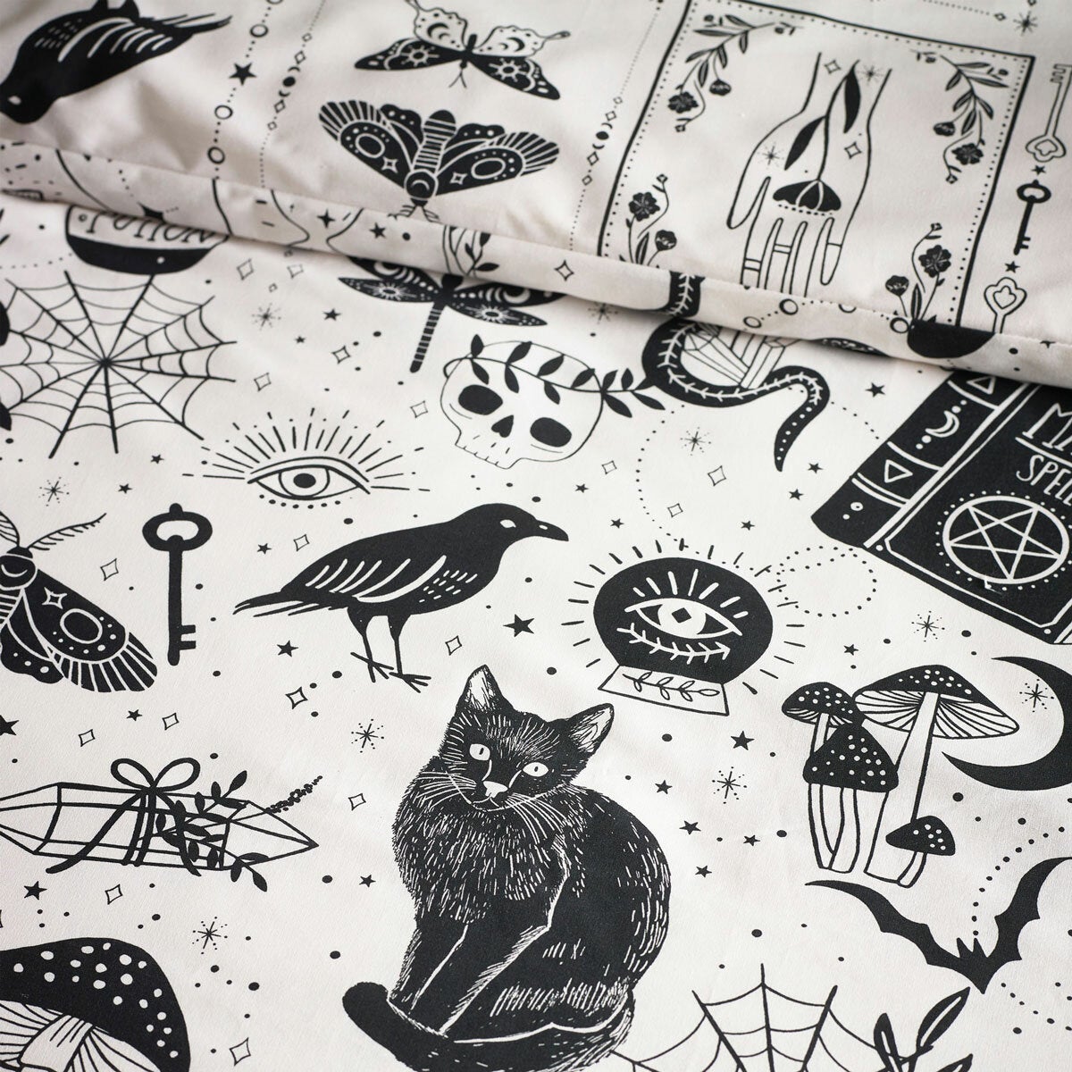 Catherine Lansfield Black Enchanted Witchcraft Single Duvet Cover Set